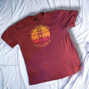 San Francisco California, Souvenir T-Shirt, L, Red, Graphic, Golden Gate Bridge